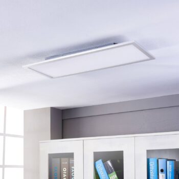 Lindby LED panel Livel, 4000K, 80 cm x 30 cm, strieborný, kov