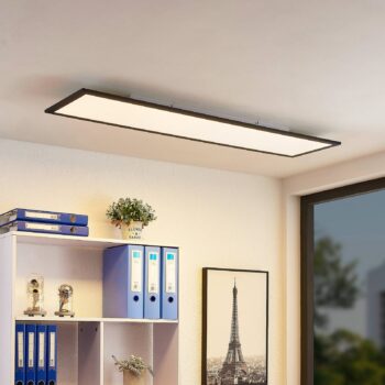 Lindby LED panel Nelios, 120 x 30 cm, 4000K, čierny, kov