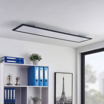 Lindby LED panel Nelios, 120 x 30 cm, 4000K, čierny, kov