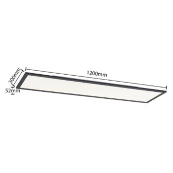 Lindby LED panel Nelios, 120 x 30 cm, 4000K, čierny, kov