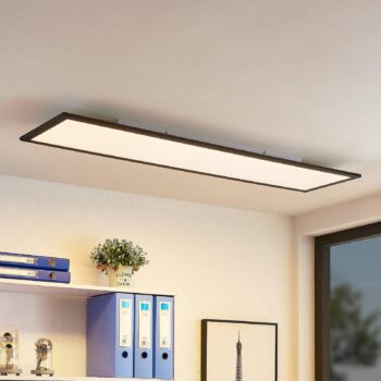 Lindby LED panel Nelios, 120 x 30 cm, 4000K, čierny, kov