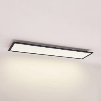 Lindby LED panel Nelios, 120 x 30 cm, 4000K, čierny, kov