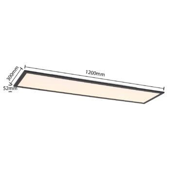 Lindby LED panel Nelios, 120 x 30 cm, CCT, čierny, kov