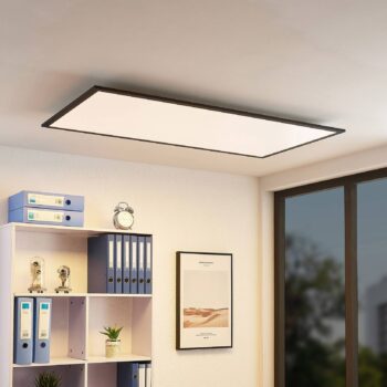 Lindby LED panel Nelios, 120 x 60 cm, 4000K, čierny, kov