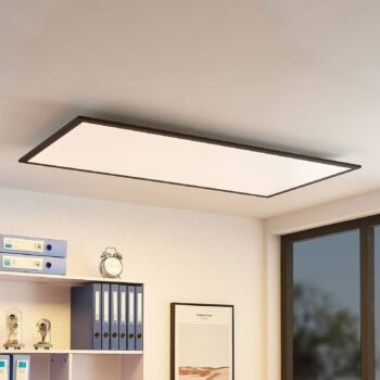 Lindby LED panel Nelios, 120 x 60 cm, 4000K, čierny, kov