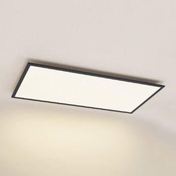 Lindby LED panel Nelios, 120 x 60 cm, 4000K, čierny, kov