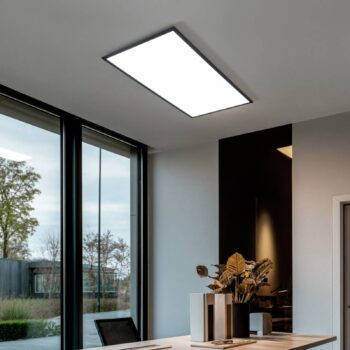 Lindby LED panel Nelios, 120 x 60 cm, CCT, čierny, kov