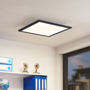 Lindby LED panel Nelios, 40 x 40 cm, 4 000K, čierny, kov