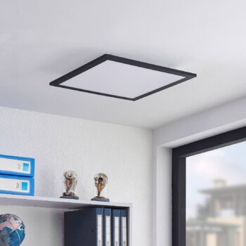 Lindby LED panel Nelios, 40 x 40 cm, 4 000K, čierny, kov