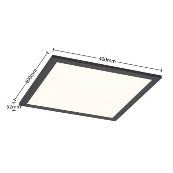 Lindby LED panel Nelios, 40 x 40 cm, 4 000K, čierny, kov