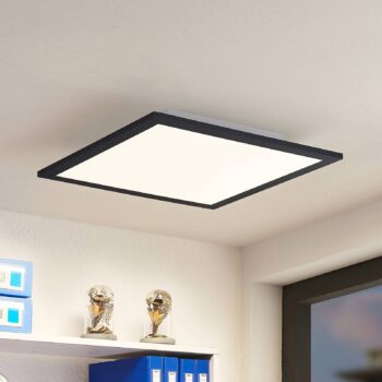 Lindby LED panel Nelios, 40 x 40 cm, 4 000K, čierny, kov