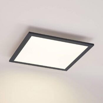 Lindby LED panel Nelios, 40 x 40 cm, 4 000K, čierny, kov
