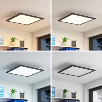 Lindby LED panel Nelios, 40 x 40 cm, CCT, čierny, kov