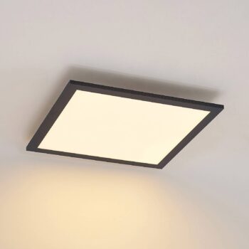 Lindby LED panel Nelios, 40 x 40 cm, CCT, čierny, kov