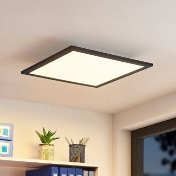 Lindby LED panel Nelios, 40 x 40 cm, CCT, čierny, kov