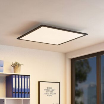 Lindby LED panel Nelios, 62 x 62 cm, 4 000K, čierny, kov