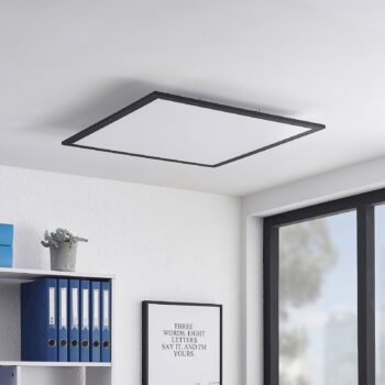 Lindby LED panel Nelios, 62 x 62 cm, 4 000K, čierny, kov