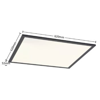 Lindby LED panel Nelios, 62 x 62 cm, 4 000K, čierny, kov