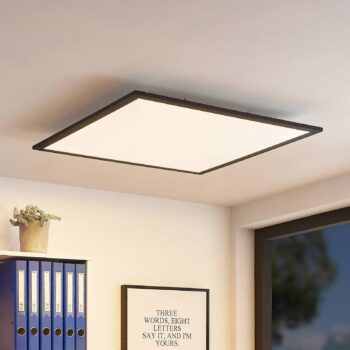 Lindby LED panel Nelios, 62 x 62 cm, 4 000K, čierny, kov