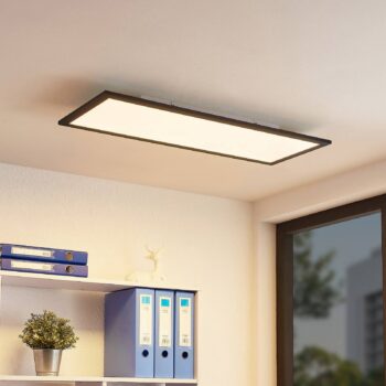 Lindby LED panel Nelios, 80 x 30 cm, 4 000K, čierny, kov