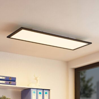 Lindby LED panel Nelios, 80 x 30 cm, 4 000K, čierny, kov