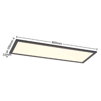 Lindby LED panel Nelios, 80 x 30 cm, CCT, čierny, kov