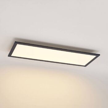 Lindby LED panel Nelios, 80 x 30 cm, CCT, čierny, kov