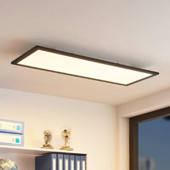 Lindby LED panel Nelios, 80 x 30 cm, CCT, čierny, kov