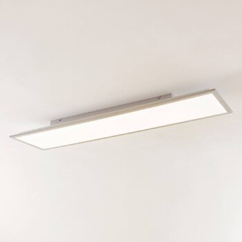 Lindby LED panel Stenley, 4 000 K, 120 cm x 30 cm, strieborná/biela
