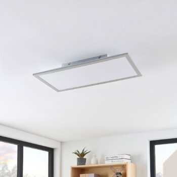 Lindby LED panel Stenley, 4 000 K, 60 cm x 30 cm, strieborná/biela
