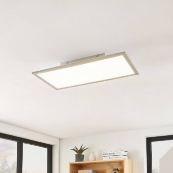 Lindby LED panel Stenley, 4 000 K, 60 cm x 30 cm, strieborná/biela