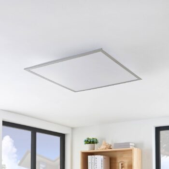 Lindby LED panel Stenley, 4 000 K, 60 cm x 60 cm, strieborná/biela