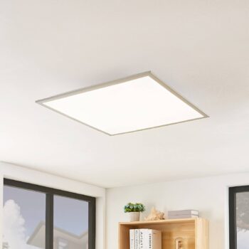 Lindby LED panel Stenley, 4 000 K, 60 cm x 60 cm, strieborná/biela