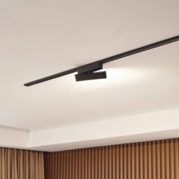 Lindby LED pásik 48 V Lumaro, čierny, 5 W, otočný, stmievateľný