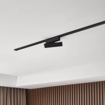 Lindby LED pásik 48 V Lumaro, čierny, 5 W, otočný, stmievateľný