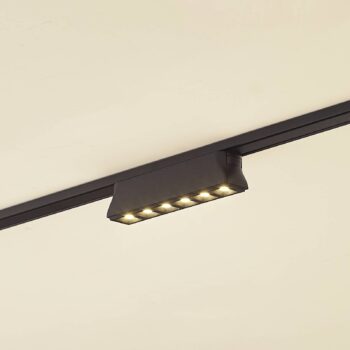 Lindby LED pásik 48 V Lumaro, čierny, 6 bodov, 2,5 cm, stmievateľný