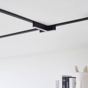 Lindby LED pásik 48 V Lumaro, čierny, tvar T, stmievateľný