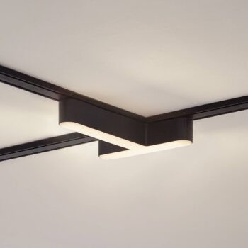 Lindby LED pásik 48 V Lumaro, čierny, tvar T, stmievateľný