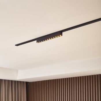 Lindby LED pásik 48V Lumaro, čierny, 12 bodov, 2,4 cm, stmievateľný