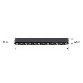 Lindby LED pásik 48V Lumaro, čierny, 12 bodov, 2,4 cm, stmievateľný