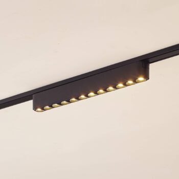 Lindby LED pásik 48V Lumaro, čierny, 12 bodov, 2,4 cm, stmievateľný