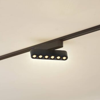 Lindby LED pásik 48V Lumaro, čierny, 6bodový, otočný, stmievateľný