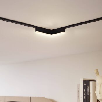 Lindby LED pásik 48V Lumaro, čierny, v tvare L, stmievateľný