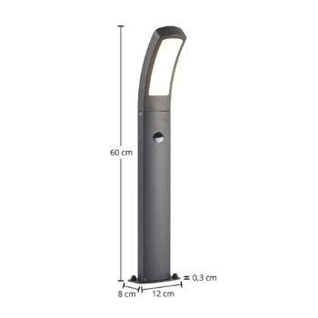 Lindby LED podstavcové svetlo Moshe, 60 cm, antracit, senzor