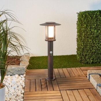 Lindby LED podstavné svetlo Pavlos, 55 cm, hrdzavá farba, senzor
