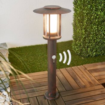 Lindby LED podstavné svetlo Pavlos, 55 cm, hrdzavá farba, senzor