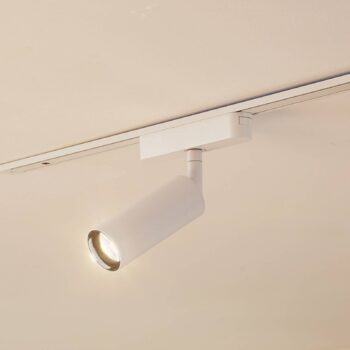 Lindby LED reflektor 48 V Lumaro, biely, Ø 4 cm, hliník, stmievateľný