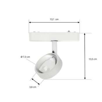 Lindby LED reflektor 48 V Lumaro, biely, Ø 7,3 cm, hliník, stmievateľný
