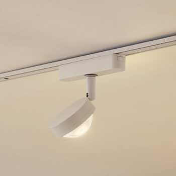 Lindby LED reflektor 48 V Lumaro, biely, Ø 7,3 cm, hliník, stmievateľný