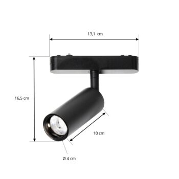 Lindby LED reflektor 48 V Lumaro, čierny, Ø 4 cm, hliník, stmievateľný